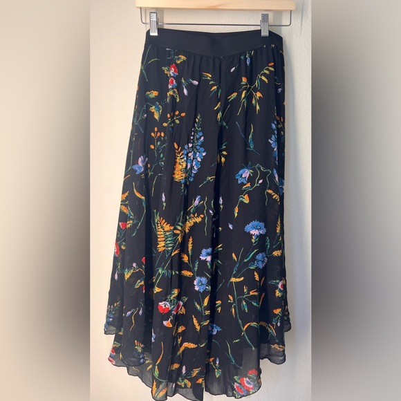 Maje Dresses & Skirts - Maje Black Midi Skirt with Multicolor Floral Print